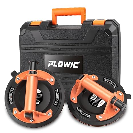 Suction Cups for Glass Lifting: 8" Tile Suction Cup Lifter | Heavy Duty with Handle and Pump, High Load Capacity Vacuum Cup Tool to Lift Large Glass, Tile, Granite, Window, Windshield