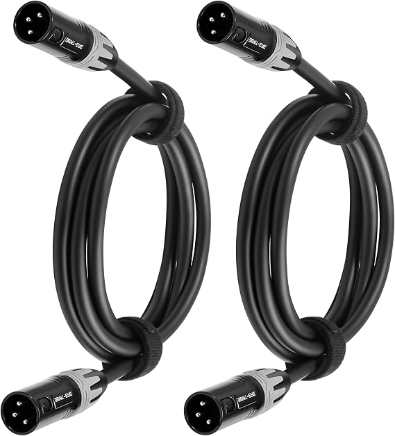 SMALL-EYE XLR Male to Male Cables 25 ft 2 Pack Balanced 3-Pin XLR Patch Cables with 22 AWG OFC for Mixers and PA Speakers