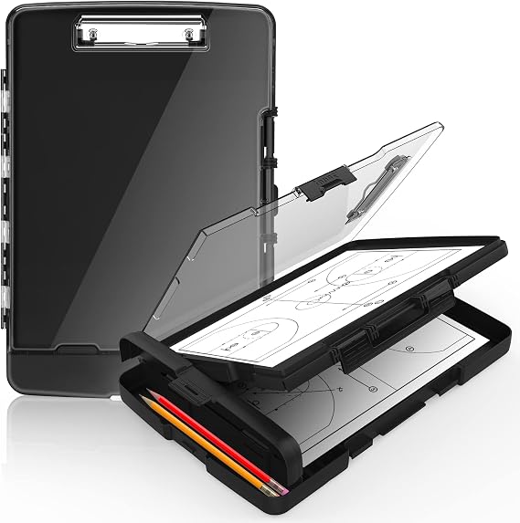 Sooez Original Clipboard with Storage & Pen Holder, Heavy Duty Clip Boards | Dual Compartment, Clearview, Dry Erase, High Capacity, Real Hinge, High Capacity, Pen Holder, Coach School & Office Supplies