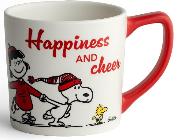 DaySpring - Peanuts - Happiness And Cheer Ceramic Mug, 14oz, Red