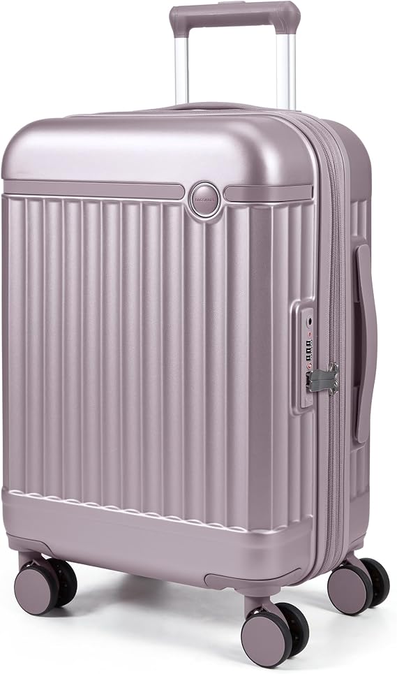 BAGSMART Carry On Luggage 22x14x9 Airline Approved with Spinner Wheels, Travel TSA Approved 100% PC Hard Shell Suitcases, 20 Inch Expandable Luggage with TSA Lock,Purple