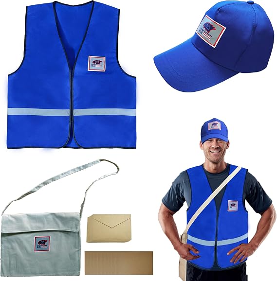 Tahonuss Postman Career Costume Kit Mailman Costume Cosplay Occupationn Accessories Set