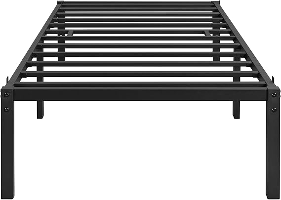 Yaheetech Bed Frame 36 cm H Metal Bed with Slatted Base Metal Bed Frame Modern Double Bed Single Bed Easy Assembly Black 90 x 190 cm
