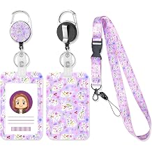 Floral Badge Holder with Lanyard, Cute Bunny Flower Badge Reel ID Card Holder Easter Breakaway Lanyard Name Tag Card Protector for Teacher Student Nurse Women Kids Office Gifts