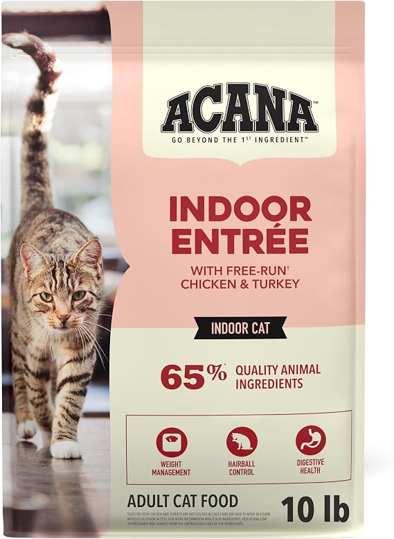 ACANA Dry Cat Food for Indoor Cats Indoor Entree Chicken Turkey 10lb Bag