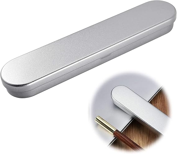 Metal Pen Case With Sponge - Silver Gift Box for Pencils and Makeup Brushes - Small Portable Storage Case