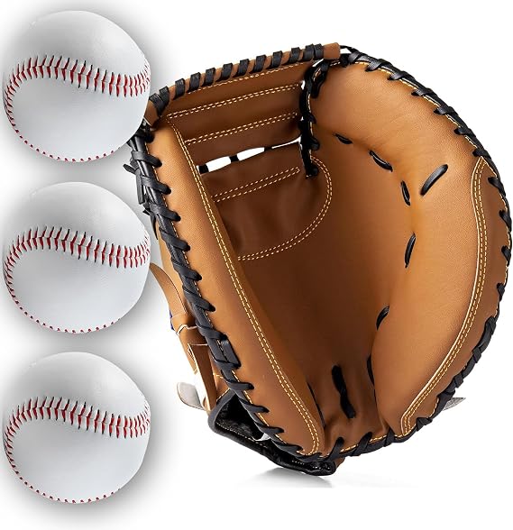 Baseball Catcher Glove, 3PCS Hard Baseball Ball