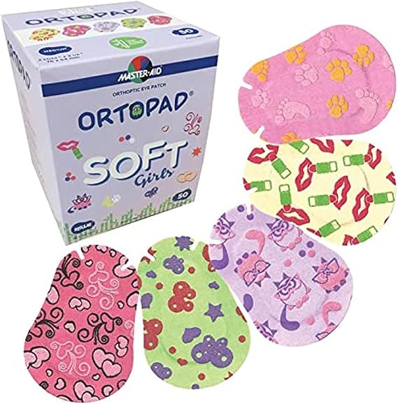 Ortopad Soft Bamboo Girls Eye Patches, 50/Box (Regular Size, 4+ yrs) Textured Accents