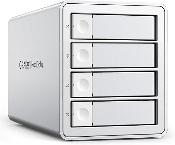 ORICO 4-Bay RAID External Hard Drive Enclosure USB 3.0 for 2.5/3.5 Inch SATA HDD/SSD, Supports Up to 22TB, RAID 0/1/3/5/10/JBOD, 5Gbps Transfer, Silent Cooling Fan