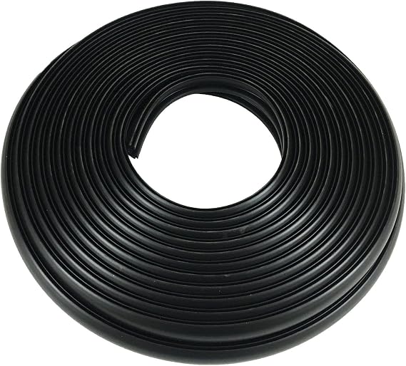 Flexible Vinyl, Black Rub Rail Insert, 1/2" W x 1-3/16"H x 70'L