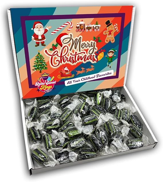 Lime and Liquorice Merry Christmas Sweets Gift Box Hamper (RETRO CHRISTMAS FRONT)