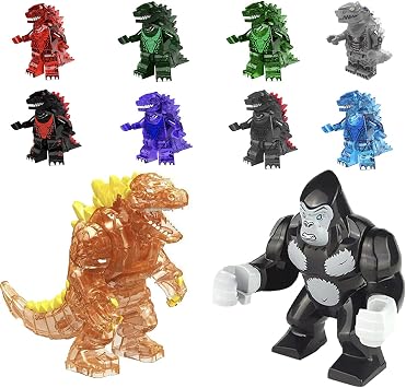 Set of 10 Godzilla Vs King Kong Action Figures Blocks, Movable Joint Action Figure Assembled Model Toy for Kids, King Kong vs Godzilla Movie