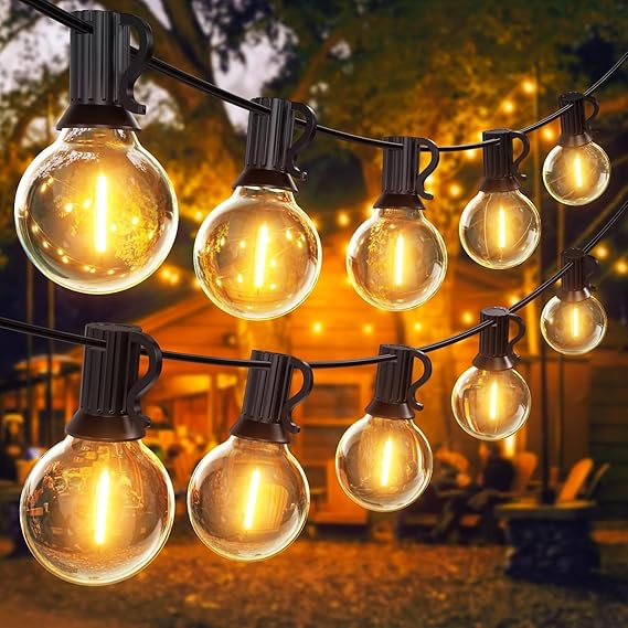 Outdoor String Light 100FT/30M - Waterproof Festoon Lights Outdoor with 50+2 LED Bulbs, 2700k Garden Lights Mains Powered for Backyard,Party,Yard,Christmas,Patio,Garden,Wedding [Energy Class A]