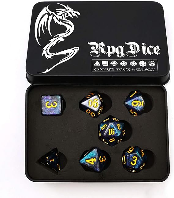 Bescon Starry Night Dice Set Series, 7pcs Polyhedral RPG Dice Set Milky Way, Midnight, Twilight