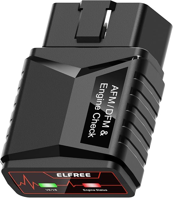 ELFREE AFM Disabler with Fault Indicator Compatible with Silverado Sierra | V6/V8 Engine Support; 0.27mA Ultra-Low Current; Plug & Play OBD2; Automotive-Grade Chipset