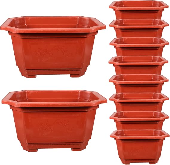 BESPORTBLE 10pcs Rectangular Plastic Bonsai Flower Pots for Small Plants