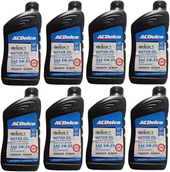 GM ACDelco 109326 0W-20 dexos1 Gen 3 Full Synthetic Motor Oil 1 Quart (8 pack)