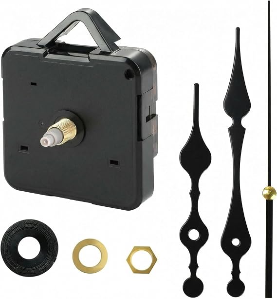 Quartz Clock Movement Mechanism Kit, Silent High Torque Clock Motor Replacement with Hands & Mounting Accessories, 13mm Shaft for DIY Clock Repair Wall Desk Clock, Black