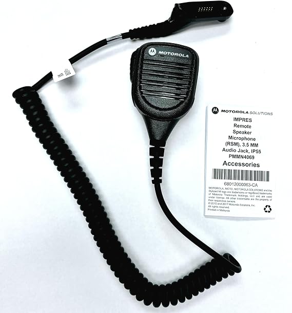 Motorola Solutions OEM PMMN4069AL PMMN4069 Remote Speaker Microphone. IP55, Intrinsically Safe, Windporting, IMPRES, 3.5mm Jack. APX4000, APX6000, APX8000