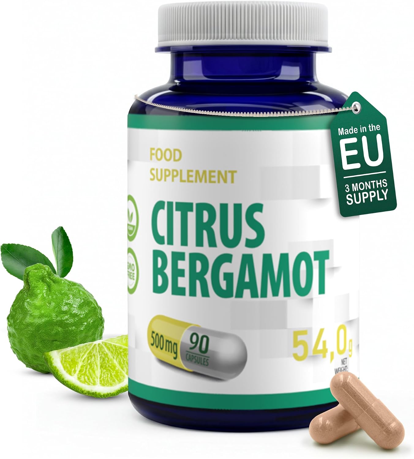 Hepatica Citrus Bergamot (Citrus Bergamia) Extract 500mg | 90 Vegan Capsules | 3-Month Supply | Single Ingredient | 3rd Party Lab Tested