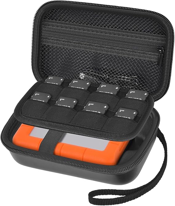 Case for LaCie Rugged Mini 1TB/2TB/4TB/5TB/Thunderbolt External Hard Drive | Hard Shell Portable HDD Holder, USB Cable SD Cards Storage, for Students, Office, Photographers, Daily Carry/Travel, Bag Only