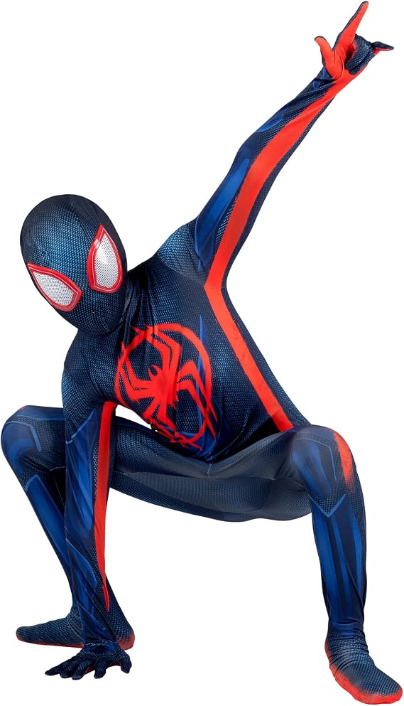 Marvel Miles Morales: Spider-Man Official Youth Deluxe Zentai Costume - Stretch Spandex with Hidden Zippers and Wrist Slits