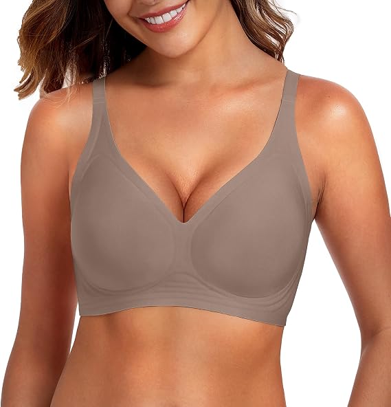 DB MOON Womens Jelly Bras Wireless Seamless Push Up Full Coverage Tshirt Bra No Underwire Supportive Bralette
