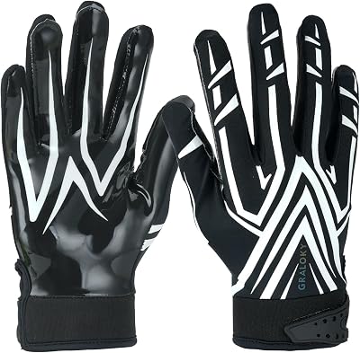 Football Gloves Men Women Boys, Youth Football Gloves, Ultra Sticky Silicone Palm Tacky Grip Gloves Youth Adult, Enhanced Performance Receiver Glove