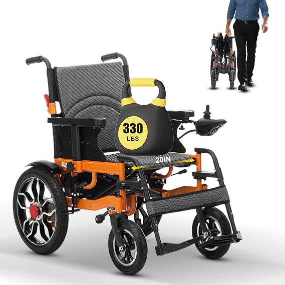 Electric Wheelchairs for Adults,30 Miles Long Travel Range,20" seat Width Power Wheelchairs Lightweight Foldable All Terrain Motorized Wheelchair for Seniors Compact Portable Airline Approved