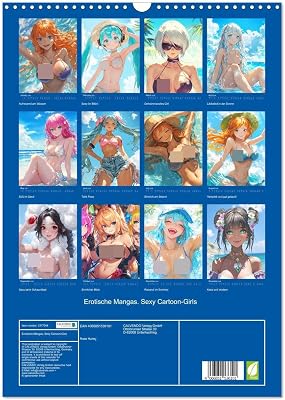 Erotic Mangas. Sexy Cartoon-Girls, US-Version Wall Calendar 2026 DIN A3 Portrait, CALVENDO 12 Month Wall Calendar