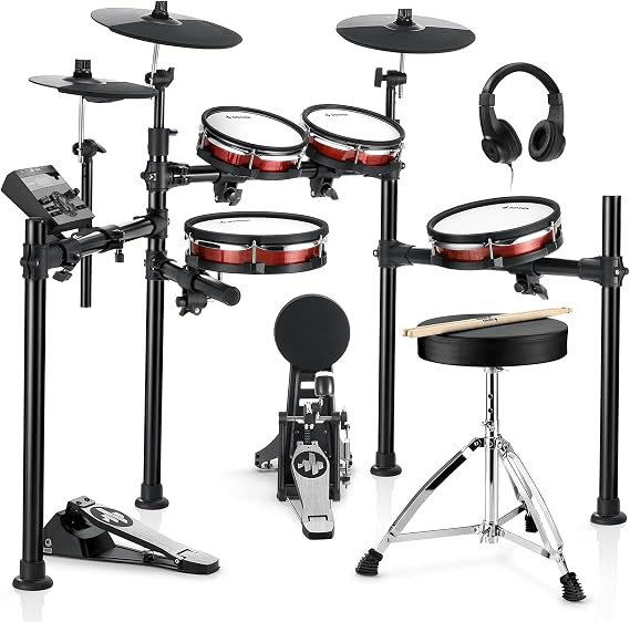 Donner DED-200 MAX Electronic Drum Set with Industry Standard Mesh Heads, 10'' Snare, 8 Tom, 10'' Tom, 12'' Crash, 450+ Authentic Sounds for Optimal Performance and Feel NEW