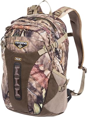 TENZING Pace Day Pack, Mossy Oak Break-Up Country, 1,600-Cubic-Inch Low-Profile Ultra Soft Quiet Durable Hunting Backpack with Multiple Pockets & Water Reservoir Compartment