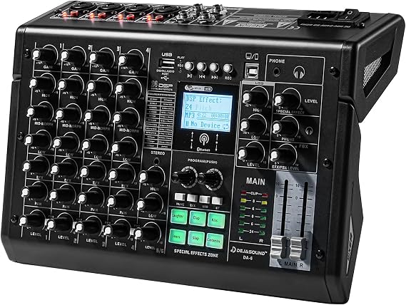 6 Channel Audio Mixer, XLR Mixer for Live Streaming Recording