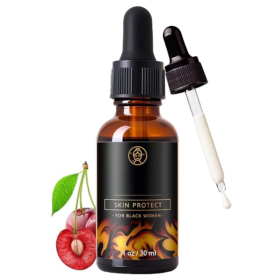 Skin Protect Serum, Natural Firming Face Serum To Reduce Wrinkles, with Black Castor Oil, Hydrate & Brighten Skin for Melanin-Rich Skin, Lightweight & Non-Greasy for all skin types
