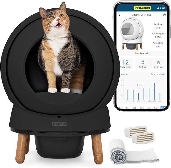 PetSafe ScoopFree SmartSpin Self-Clean Cat Litter Box, Black