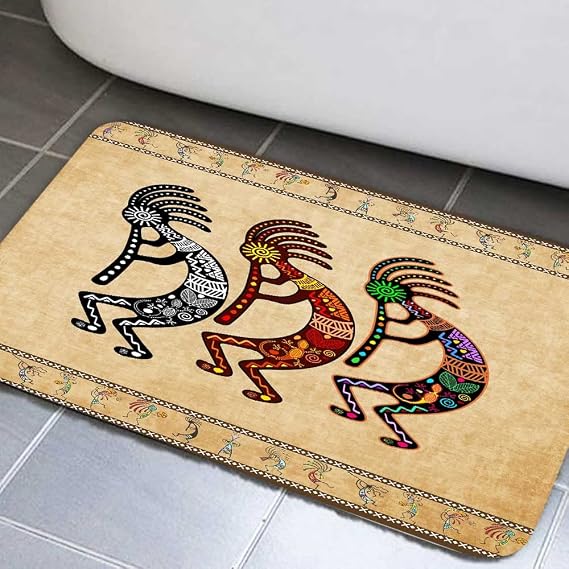 Southwestern Bathroom Rug, Southwestern Native American Style Bath Mat, Non-Slip Absorbent Boho Tribal Print Floor Mat, Vintage Ethnic Decorative Doormat for Bathroom Kitchen Living Room, 17X29inch