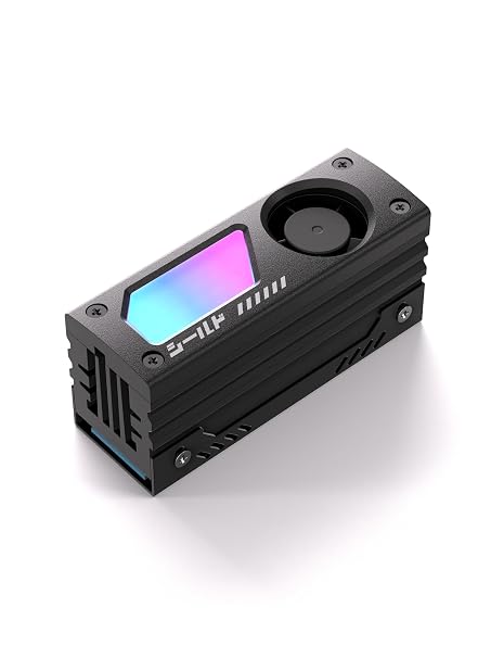 EZDIY-FAB Shield ARGB M.2 2280 SSD Heatsink, Built-in 20mm PWM Fan, Black | Active NVMe Cooling, Dual-Sided Heat Pads, Aluminum Heat Sink, 5V 3-Pin ARGB Sync, M.2 2280 SSD Support, NVMe SSD Cooling