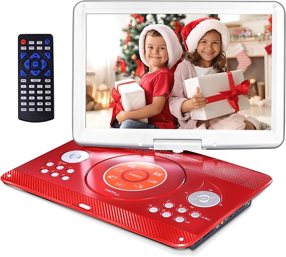 HotHat Portable DVD Player with 14.1" HD Screen for Kids Road Trip, 5000mAh