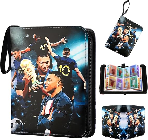 Football Cards Scrapbook 400 Pockets Football Trading Cards Album Waterproof Cards Album Notebook Holder Folder Book Covers with Zip Carry Handle Book Folder Christmas Gift Children