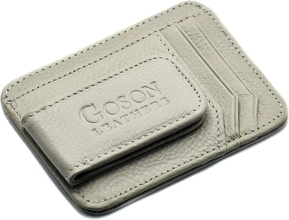 Goson Leather Money Clip Wallet for Men, Front Pocket Wallet, Credit Card Holder, Slim Minimalist Wallet