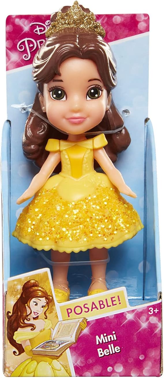 Jakks Pacific Disney Princess Belle Poseable Sparkle Collection Mini Toddler Doll 3.5"