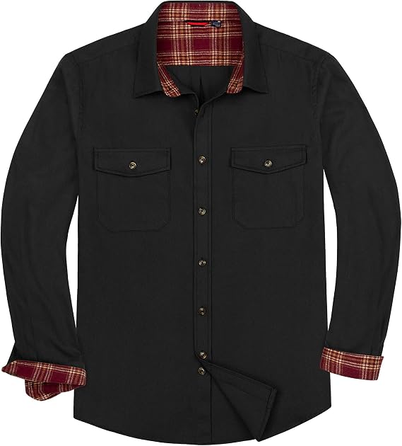 Alimens&Gentle Mens Flannel Shacket Cotton Regular Fit Holiday Outfit | Casual Classic Outfit Cotton Shacket Winter Warmth Family Party Outdoor Regular Fit Pocket Button Up