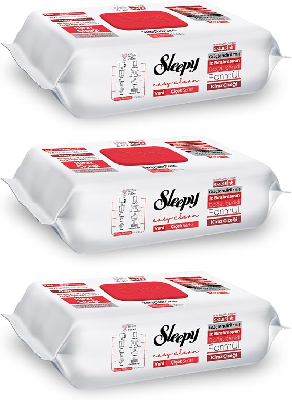 Sleepy Easy Clean Kiraz Çiçeği Yüzey Temizlik Havlusu Mendili 3x100 (300 Yaprak)