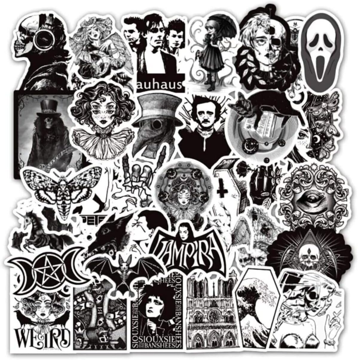 Gothic Sticker Seti - 45 Sticker - Telefon, Bilgisayar Ve Diğer Yüzeylere Uygun