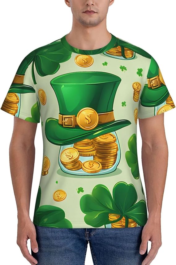 Lucky Clover for Mens t-Shirts,Athletic Running Gym Workout Short Sleeve