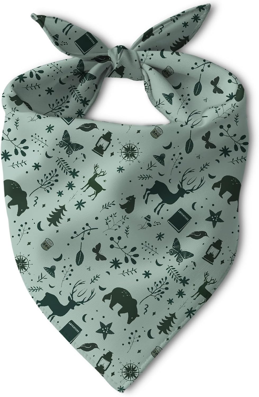 Adventure Themed Bandanas, Sage Green Outdoor Nature Dog Scarf, Accessories for Medium Large Dogs