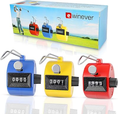 ewinever 3-Pack Handheld Tally Counter 4 Digit Mechanical Palm Clicker Counter, Number CounterPitchers Scores CounterCrochet Stitch Counters and Other Sport Event