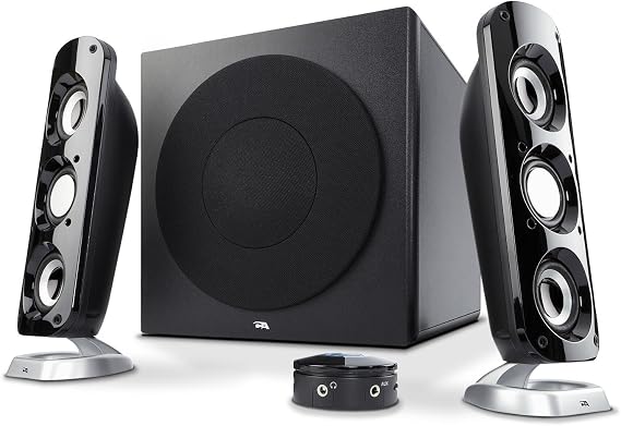 Cyber Acoustics CA-3908 2.1 Multimedia Speaker System with Subwoofer, 92 Watts Peak Power, Deep Bass, Perfect for Music, Movies, and Games on Desktops, Laptops, Consoles