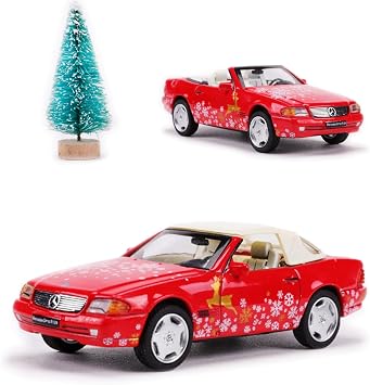 HTLNUZD 1/64 Racing Alloy Car for Mercedes Sl500 Die Cast Collection Vehicles Model Collectible Christmas Version