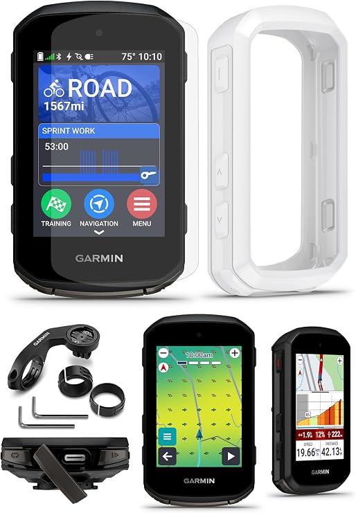 Garmin Edge 850 Compact GPS Cycling Computer White Case Bundle | Color Touchscreen, 36HR Saver Battery, Training & Performance | Includes PlayBetter Silicone Case & HD Screen Protectors